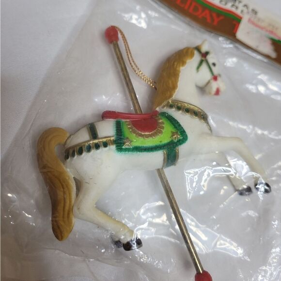 VINTAGE 90s carousel merry go round horse Christmas tree ornament NIB - Picture 3 of 5